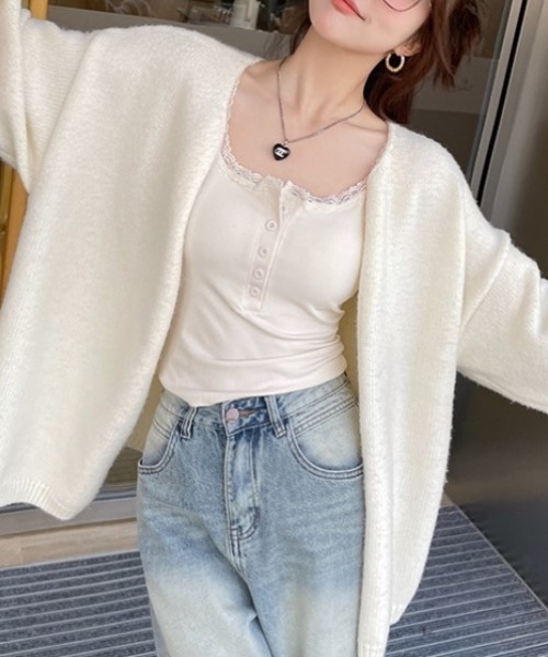 yuue' ( wear )(ユーイ)の「カップ付きヘンリーネックレースキャミソール(キャミソール・レディース・アイボリー/ブラック/グレー/ホワイト・FREE)」の20枚目の写真