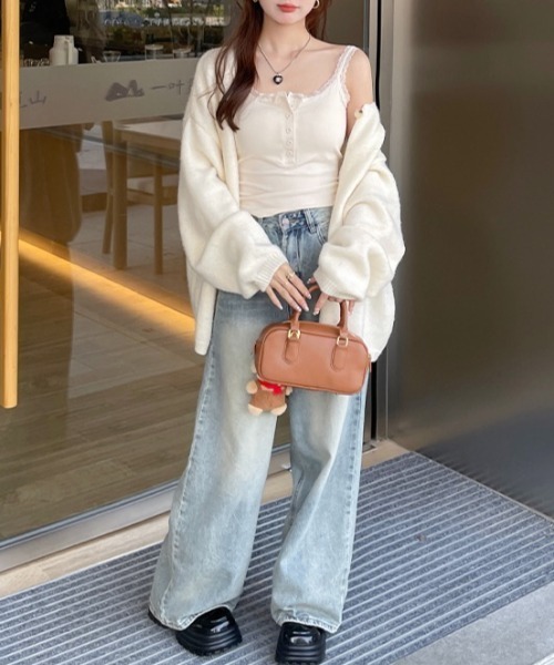 yuue' ( wear )(ユーイ)の「カップ付きヘンリーネックレースキャミソール(キャミソール・レディース・アイボリー/ブラック/グレー/ホワイト・FREE)」の19枚目の写真