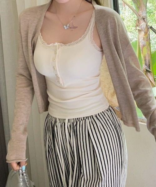 yuue' ( wear )(ユーイ)の「カップ付きヘンリーネックレースキャミソール(キャミソール・レディース・アイボリー/ブラック/グレー/ホワイト・FREE)」の15枚目の写真