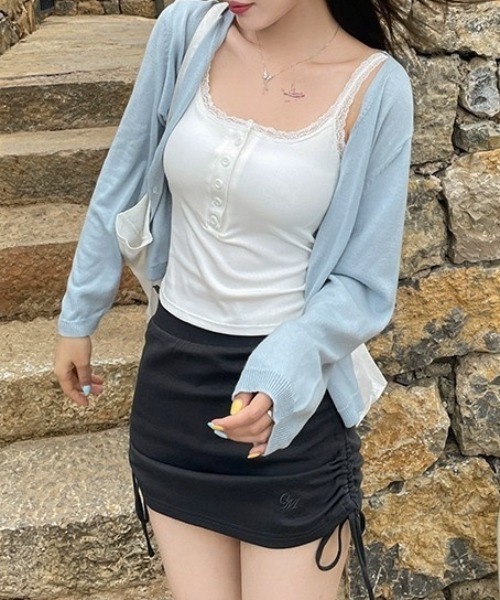 yuue' ( wear )(ユーイ)の「カップ付きヘンリーネックレースキャミソール(キャミソール・レディース・アイボリー/ブラック/グレー/ホワイト・FREE)」の6枚目の写真