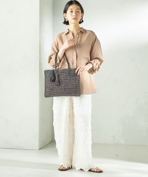 MAISON N.H PARIS(メゾンエヌアッシュパリ)の「MAISON N.H PARIS:SOLENE TOTE(かごバッグ・レディース・ブラック・ONE SIZE)」の7枚目の写真