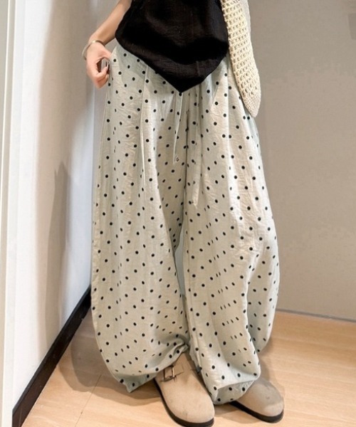 yuue' ( wear )（ユーイ）の「ドット柄カーブワイドイージーパンツ（その他パンツ・レディース・ブラック/オートミール・FREE）」の10枚目の写真