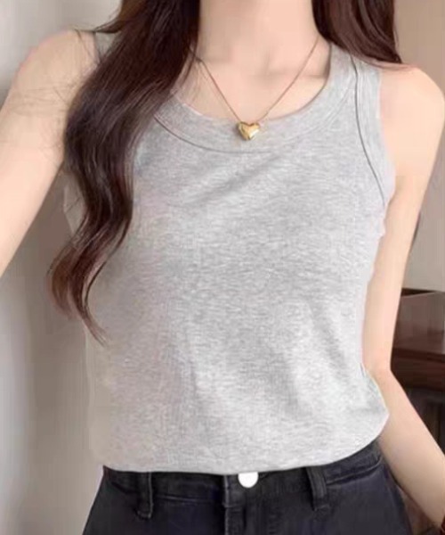 Mela(メラ)の「ベーシック リブタンクトップ(タンクトップ・レディース・ホワイト/グレー/ブラック・M/L/XL)」の18枚目の写真