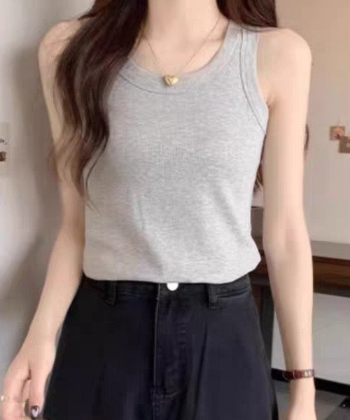 Mela(メラ)の「ベーシック リブタンクトップ(タンクトップ・レディース・ホワイト/グレー/ブラック・M/L/XL)」の17枚目の写真