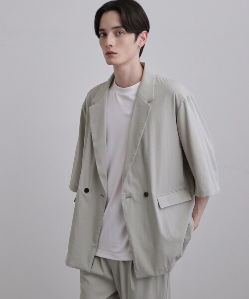 tk.TAKEO KIKUCHI(ティーケータケオキクチ)の「【接触冷感/UVCUT/セットアップ対応可】COOL PLAY5部袖ジャケット(テーラードジャケット・メンズ・ダークグレー/ライトグレー/オリーブ/ブラック・03/02/01)」の14枚目の写真