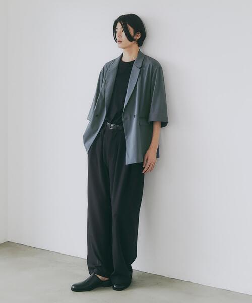 tk.TAKEO KIKUCHI(ティーケータケオキクチ)の「【接触冷感/UVCUT/セットアップ対応可】COOL PLAY5部袖ジャケット(テーラードジャケット・メンズ・ダークグレー/ライトグレー/オリーブ/ブラック・03/02/01)」の18枚目の写真