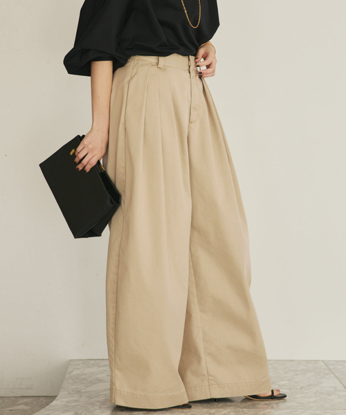 plage（プラージュ）の「《追加》R’IAM Super wide CHINO パンツ 4（チノパンツ・レディース・ベージュ・32/34/36/38）」の3枚目の写真