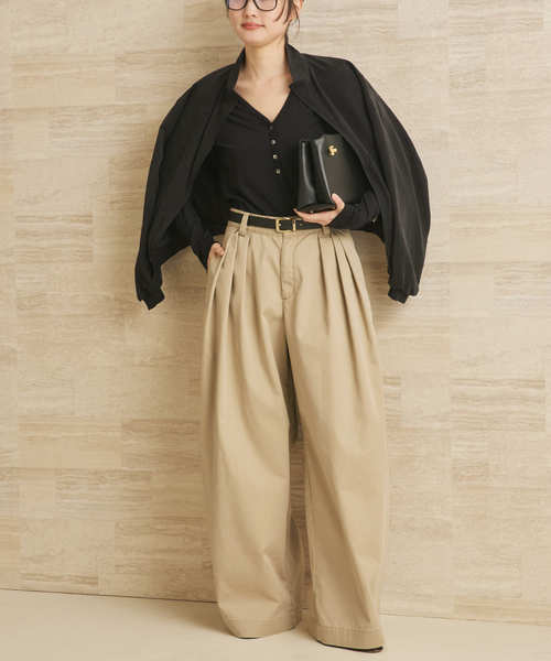 plage（プラージュ）の「《追加》R’IAM Super wide CHINO パンツ 4（チノパンツ・レディース・ベージュ・32/34/36/38）」の6枚目の写真