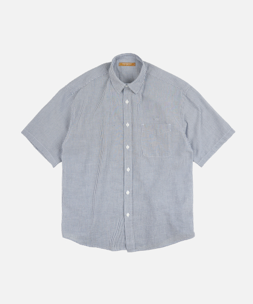 FRIZMWORKS(フリズムワークス)の「OG STRIPE SEERSUCKER HALF SHIRT _ BLUE(シャツ/ブラウス・メンズ・その他・SMALL/MEDIUM/LARGE/X-LARGE)」の1枚目の写真