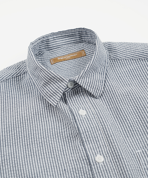 FRIZMWORKS(フリズムワークス)の「OG STRIPE SEERSUCKER HALF SHIRT _ BLUE(シャツ/ブラウス・メンズ・その他・SMALL/MEDIUM/LARGE/X-LARGE)」の3枚目の写真