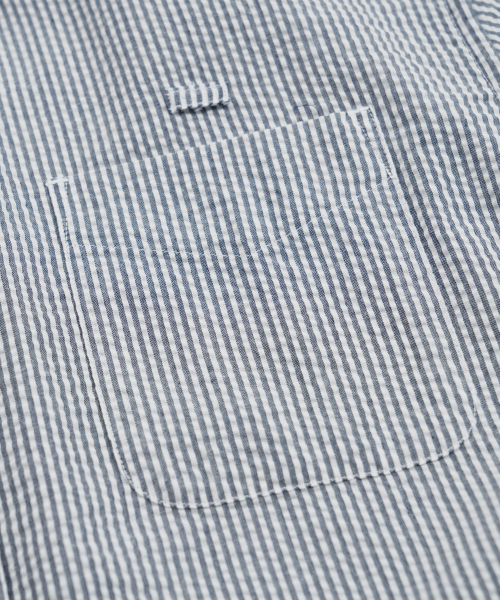 FRIZMWORKS(フリズムワークス)の「OG STRIPE SEERSUCKER HALF SHIRT _ BLUE(シャツ/ブラウス・メンズ・その他・SMALL/MEDIUM/LARGE/X-LARGE)」の4枚目の写真
