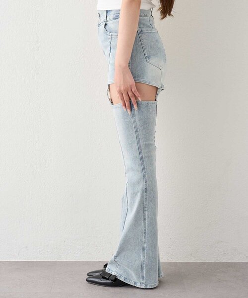 Belle Charme(ベルシャルム)の「【Belle Charme】Cut Out Belt Flere Denim(その他パンツ・レディース・サックスブルー/グレー・LARGE/MEDIUM/SMALL)」の6枚目の写真