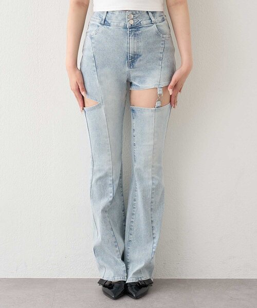 Belle Charme(ベルシャルム)の「【Belle Charme】Cut Out Belt Flere Denim(その他パンツ・レディース・サックスブルー/グレー・LARGE/MEDIUM/SMALL)」の7枚目の写真