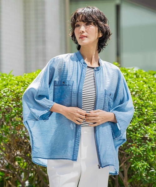 la.f…(ラエフ)の「シアーデニムジップブルゾン(ブルゾン・レディース・ネイビー/ブルー・9号)」の2枚目の写真