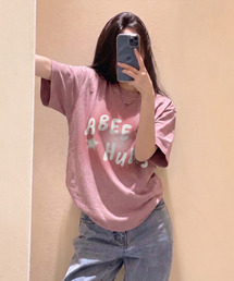ピグメントダイングパンク半袖Tシャツ ABH365-110 ダスティピンク