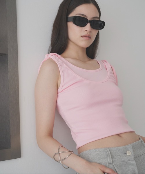 SOEMIN(ソミン)の「Multi-way tank top/マルチウェイタンクトップ(Tシャツ/カットソー・レディース・ブラック/ピンク・FREE)」の2枚目の写真