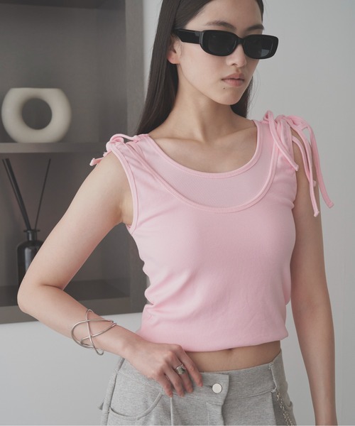 SOEMIN(ソミン)の「Multi-way tank top/マルチウェイタンクトップ(Tシャツ/カットソー・レディース・ブラック/ピンク・FREE)」の8枚目の写真