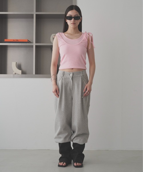 SOEMIN(ソミン)の「Multi-way tank top/マルチウェイタンクトップ(Tシャツ/カットソー・レディース・ブラック/ピンク・FREE)」の13枚目の写真