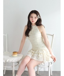 セール】Side ribbon tiered onepiece（ワンピース）｜M me eme