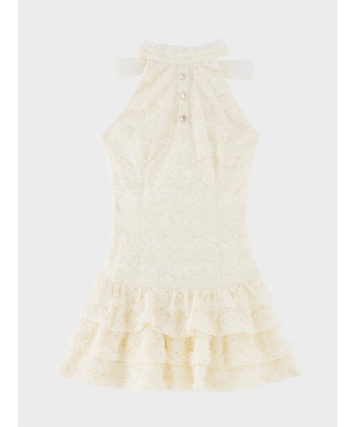 Sheer mood lace halter tiered onepiece(eme10850)（ワンピース）｜M 