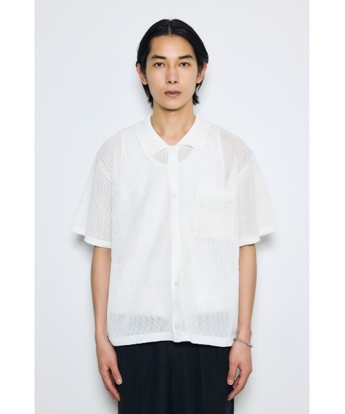 AZUL by moussy(アズールバイマウジー)の「編地切替ニットシャツ(シャツ/ブラウス・メンズ・オフホワイト/ネイビー/グレー/ブラック・MEDIUM/LARGE)」の8枚目の写真