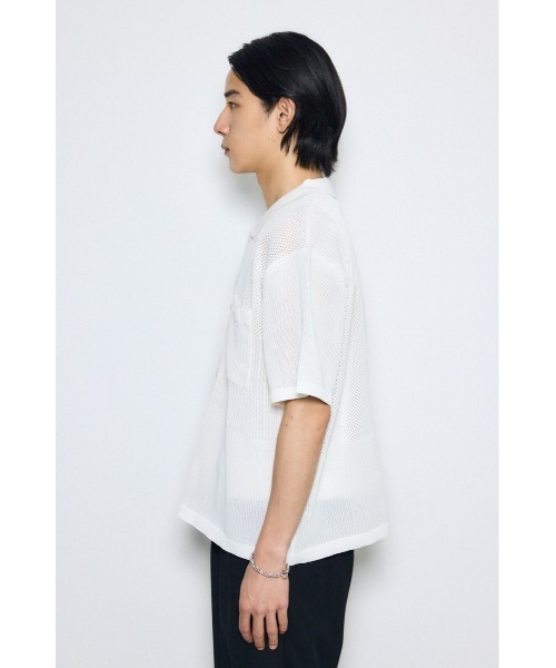 AZUL by moussy(アズールバイマウジー)の「編地切替ニットシャツ(シャツ/ブラウス・メンズ・オフホワイト/ネイビー/グレー/ブラック・MEDIUM/LARGE)」の9枚目の写真