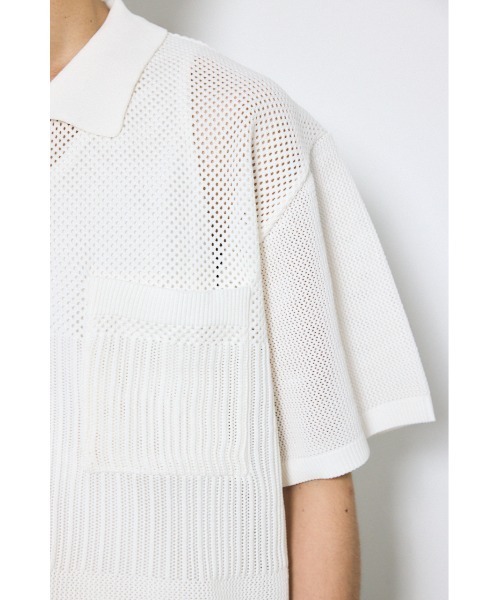 AZUL by moussy(アズールバイマウジー)の「編地切替ニットシャツ(シャツ/ブラウス・メンズ・オフホワイト/ネイビー/グレー/ブラック・MEDIUM/LARGE)」の12枚目の写真