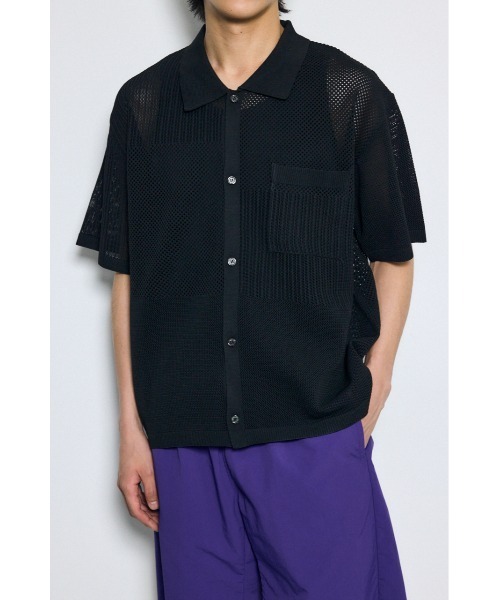 AZUL by moussy(アズールバイマウジー)の「編地切替ニットシャツ(シャツ/ブラウス・メンズ・オフホワイト/ネイビー/グレー/ブラック・MEDIUM/LARGE)」の14枚目の写真