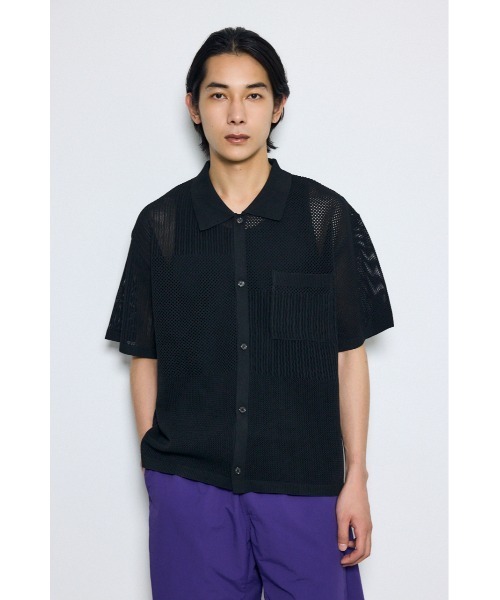 AZUL by moussy(アズールバイマウジー)の「編地切替ニットシャツ(シャツ/ブラウス・メンズ・オフホワイト/ネイビー/グレー/ブラック・MEDIUM/LARGE)」の15枚目の写真