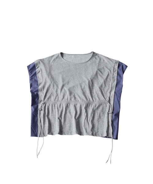 antiqua(アンティカ)の「異素材切替 ドロスト 配色 カットソー Tシャツ(Tシャツ/カットソー・レディース・ブラック/グレー/ホワイト・ONESIZE)」の9枚目の写真