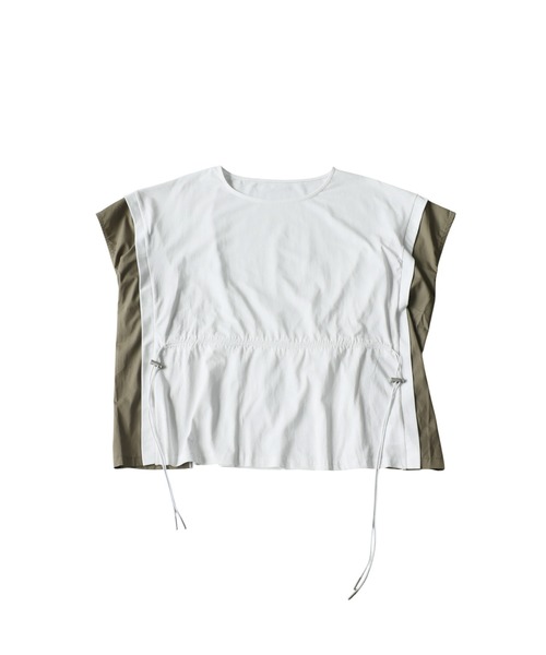 antiqua(アンティカ)の「異素材切替 ドロスト 配色 カットソー Tシャツ(Tシャツ/カットソー・レディース・ブラック/グレー/ホワイト・ONESIZE)」の18枚目の写真