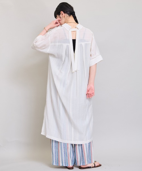 LHELBIE(レルビエ)の「テープデザインシャツワンピ(ワンピース・レディース・グリーン/イエロー/アイボリー・M)」の22枚目の写真
