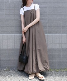 裾バルーンバックギャザーキャミワンピース