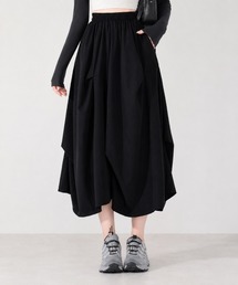 大人きれいめ細見え変形ヘムバルーンスカート