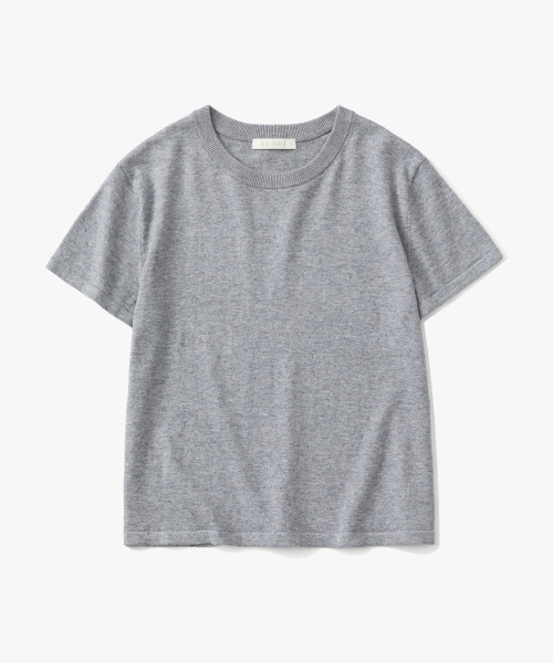 SUARE WOMEN(スアレウーマン)の「(ウィメンズ)コットンサマーウールハーフニットメランジ(Tシャツ/カットソー・レディース・チャコールグレー・SMALL/MEDIUM)」の2枚目の写真