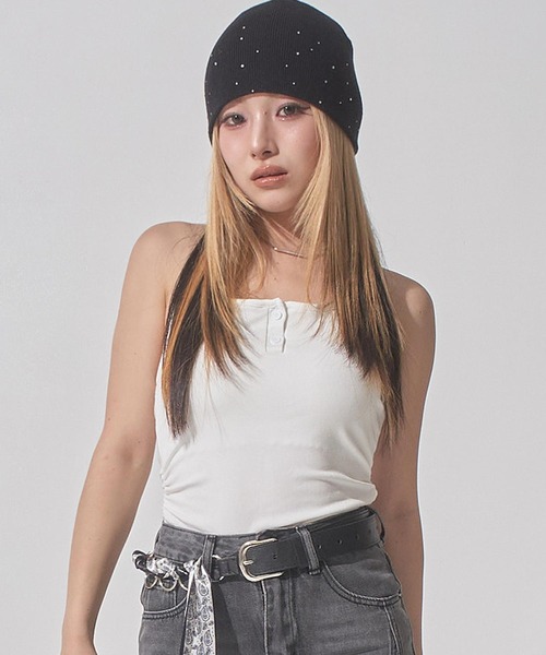 ANAP(アナップ)の「ホルターネック カップ付 タンクトップ(タンクトップ・レディース・ブラック/グレー/ホワイト・F)」の1枚目の写真