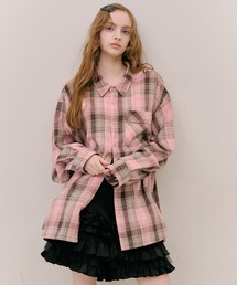 J1U by LA BELLE ETUDE | オーバーサイズPINKチェックシャツ(シャツ/ブラウス)