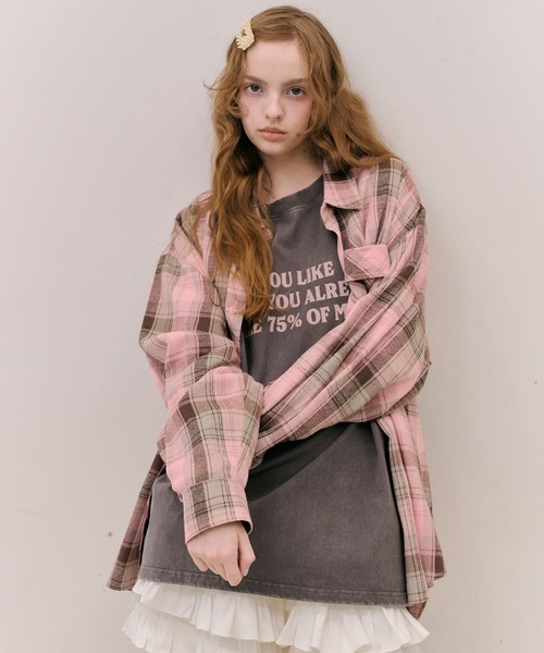 J1U by LA BELLE ETUDE(ジユウバイラベルエチュード)の「オーバーサイズPINKチェックシャツ(シャツ/ブラウス・レディース・フューシャピンク/ピンク・FREE)」の20枚目の写真