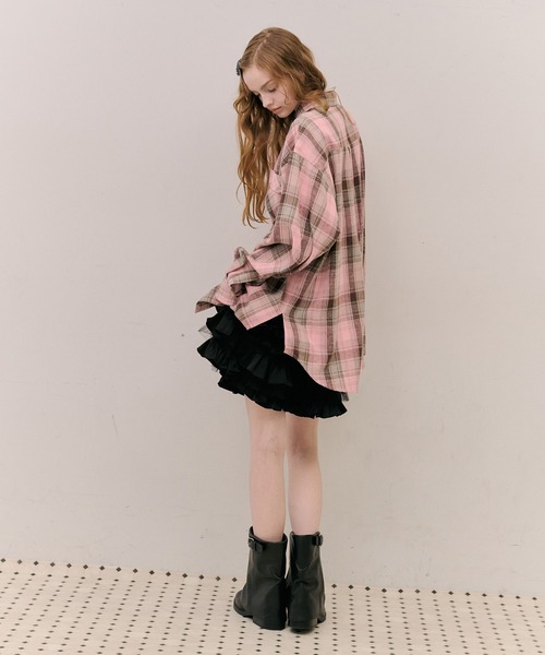 J1U by LA BELLE ETUDE(ジユウバイラベルエチュード)の「オーバーサイズPINKチェックシャツ(シャツ/ブラウス・レディース・フューシャピンク/ピンク・FREE)」の17枚目の写真