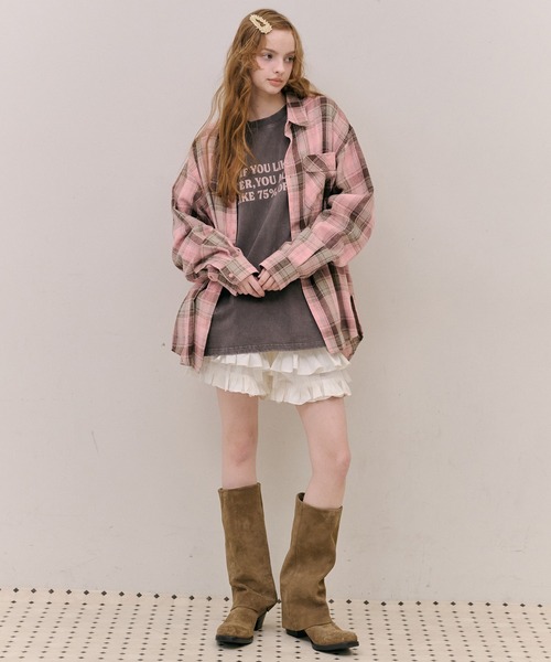 J1U by LA BELLE ETUDE(ジユウバイラベルエチュード)の「オーバーサイズPINKチェックシャツ(シャツ/ブラウス・レディース・フューシャピンク/ピンク・FREE)」の22枚目の写真