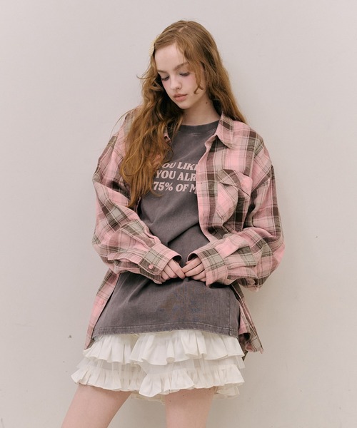 J1U by LA BELLE ETUDE(ジユウバイラベルエチュード)の「オーバーサイズPINKチェックシャツ(シャツ/ブラウス・レディース・フューシャピンク/ピンク・FREE)」の19枚目の写真
