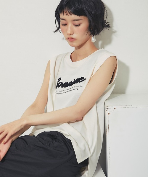 ANOTHER S(アナザーエス)の「接触冷感吸水速乾付きロゴサガラ刺繍ノースリーブプルオーバー(Tシャツ/カットソー・レディース・オフホワイト/ブラック/ブルー/ライム・FREE)」の13枚目の写真