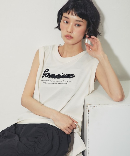 ANOTHER S(アナザーエス)の「接触冷感吸水速乾付きロゴサガラ刺繍ノースリーブプルオーバー(Tシャツ/カットソー・レディース・オフホワイト/ブラック/ブルー/ライム・FREE)」の11枚目の写真