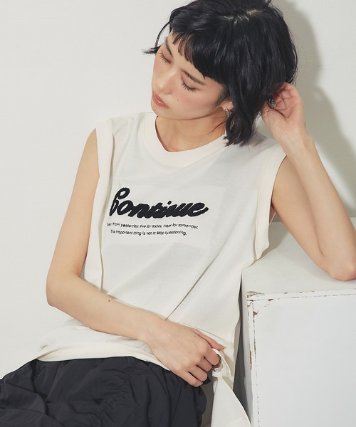 ANOTHER S(アナザーエス)の「接触冷感吸水速乾付きロゴサガラ刺繍ノースリーブプルオーバー(Tシャツ/カットソー・レディース・オフホワイト/ブラック/ブルー/ライム・FREE)」の8枚目の写真