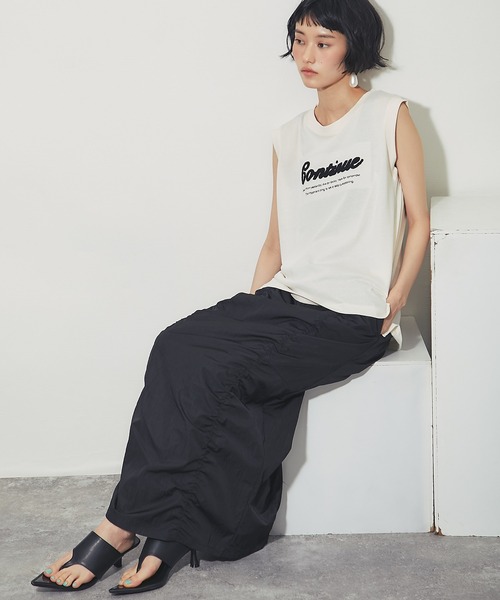 ANOTHER S(アナザーエス)の「接触冷感吸水速乾付きロゴサガラ刺繍ノースリーブプルオーバー(Tシャツ/カットソー・レディース・オフホワイト/ブラック/ブルー/ライム・FREE)」の12枚目の写真