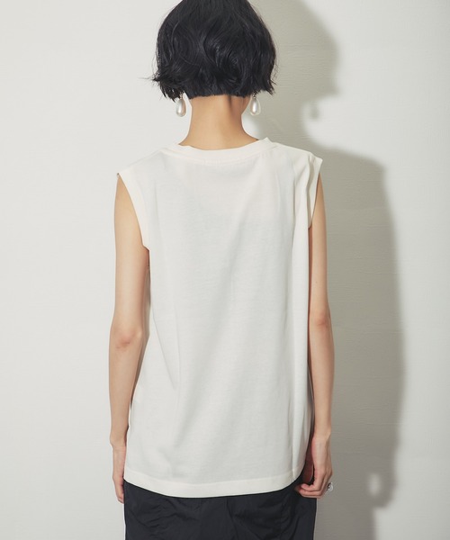 ANOTHER S(アナザーエス)の「接触冷感吸水速乾付きロゴサガラ刺繍ノースリーブプルオーバー(Tシャツ/カットソー・レディース・オフホワイト/ブラック/ブルー/ライム・FREE)」の6枚目の写真