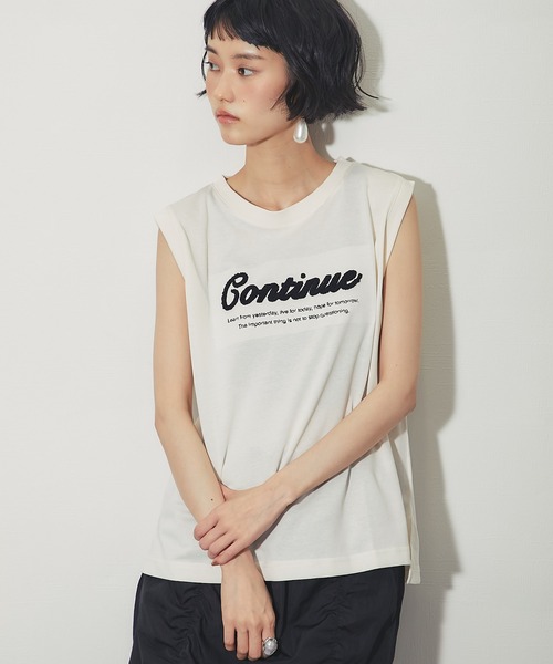 ANOTHER S(アナザーエス)の「接触冷感吸水速乾付きロゴサガラ刺繍ノースリーブプルオーバー(Tシャツ/カットソー・レディース・オフホワイト/ブラック/ブルー/ライム・FREE)」の5枚目の写真