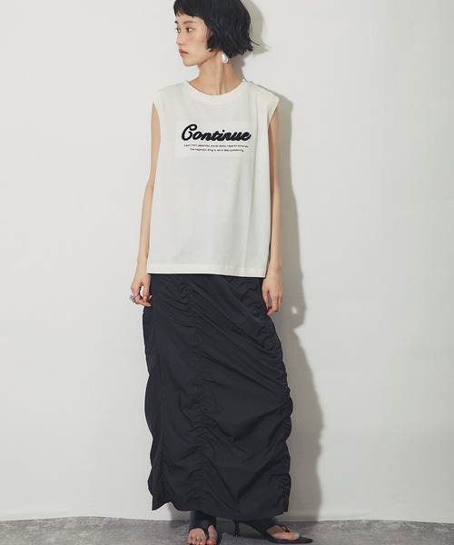 ANOTHER S(アナザーエス)の「接触冷感吸水速乾付きロゴサガラ刺繍ノースリーブプルオーバー(Tシャツ/カットソー・レディース・オフホワイト/ブラック/ブルー/ライム・FREE)」の9枚目の写真