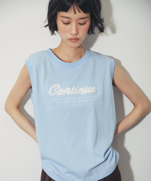 ANOTHER S(アナザーエス)の「接触冷感吸水速乾付きロゴサガラ刺繍ノースリーブプルオーバー(Tシャツ/カットソー・レディース・オフホワイト/ブラック/ブルー/ライム・FREE)」の17枚目の写真