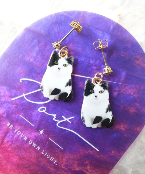 Port(ポート)の「【 Port / ポート 】 リアルキャット デザインピアス / ネコ_(ピアス(両耳用)・レディース・グレー/オレンジ/ブラウン/ホワイト×ブラック・FREE)」の2枚目の写真